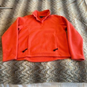 L.L. Bean Fleece Women's Orange Snap Pullover Sweater size M